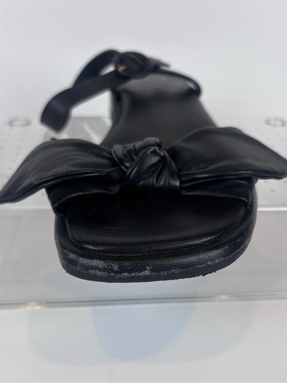 Ted Baker London Halah Black Leather Bow Flat Sandals Sz 6